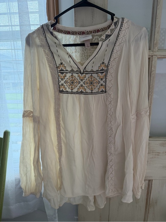 Knox Rose Tops - Knox Rose Cream Boho Embroidered Tunic